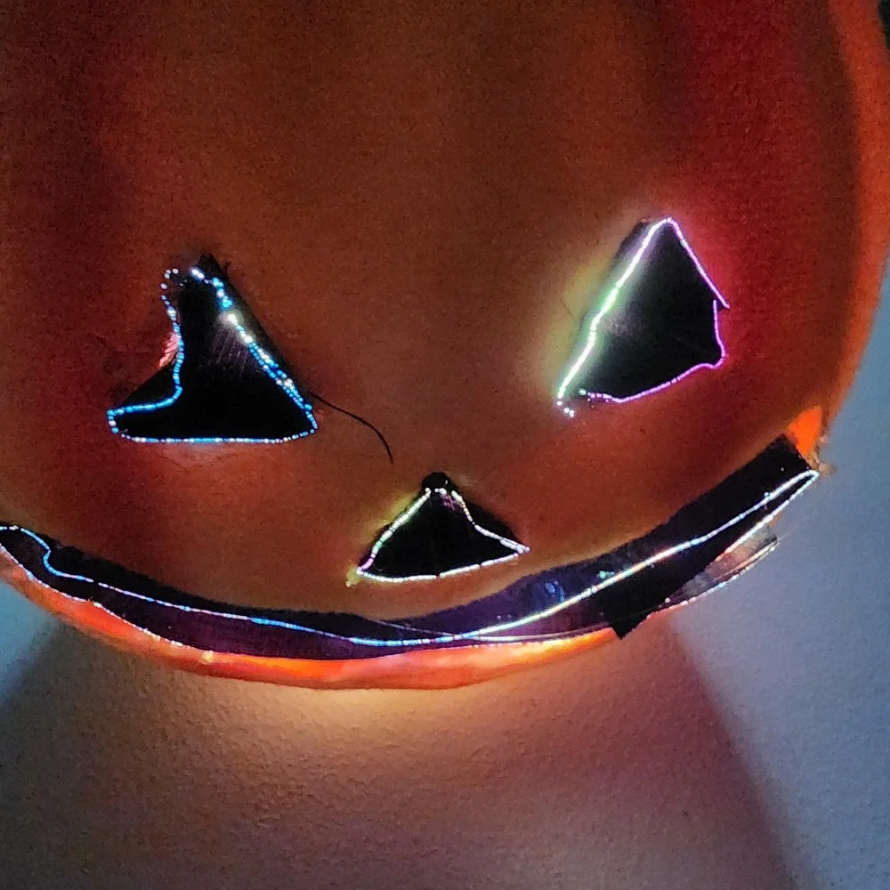 VTG Fiber Optic Halloween Black Cat Pumpkin Welcome Sign Light Up Decor 14 inch